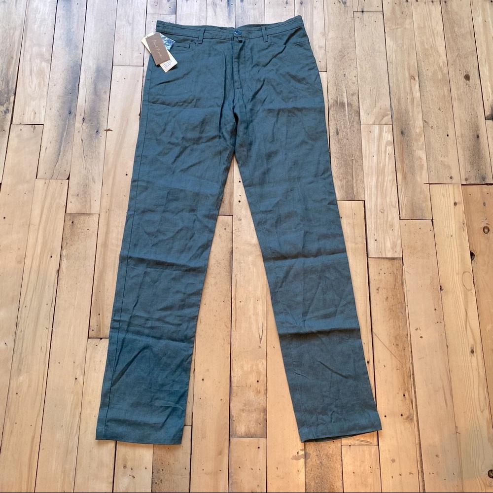 Island Importer Linen Yacht Pants Stone Blue